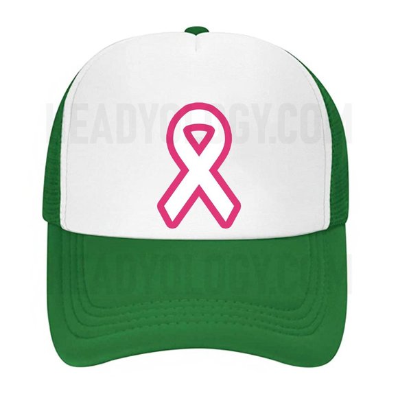 Cancer Awareness Hat Pink Ribbon Baseball Trucker Hat(Choose your color) - Picture 3 of 16
